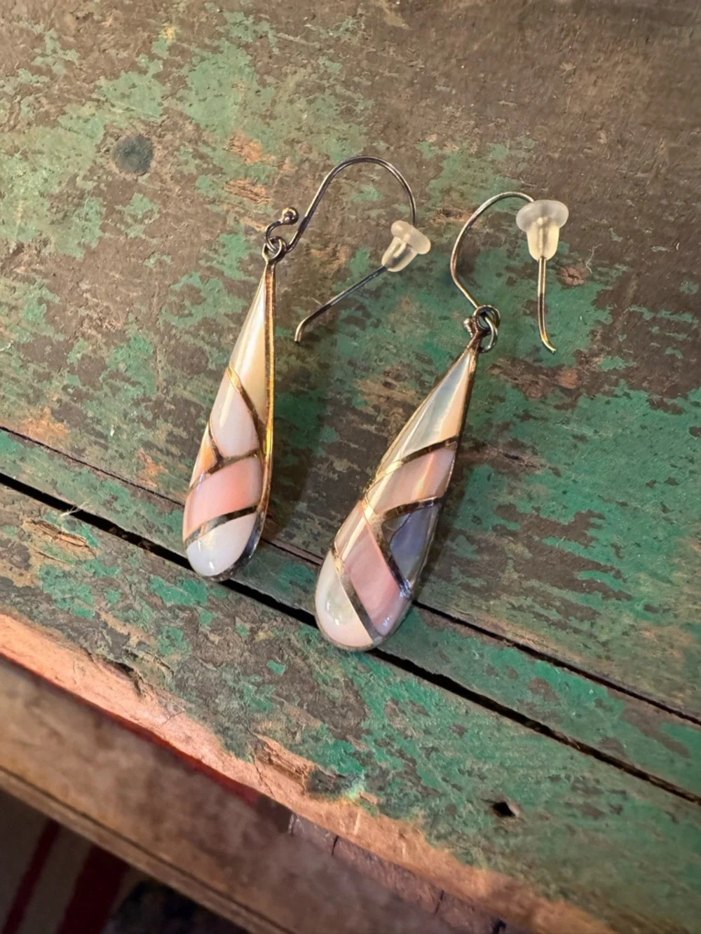 Mother of Pearl and Sterling 925 dangle earrings - Picture 2 of 5